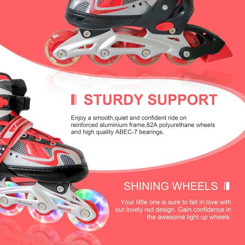  MammyGol Adjustable Inline Skates for Kids,Roller Skates with Featuring All Illuminating Wheels - Beginner Skates for Girls and Boys,Youth and Ladies.