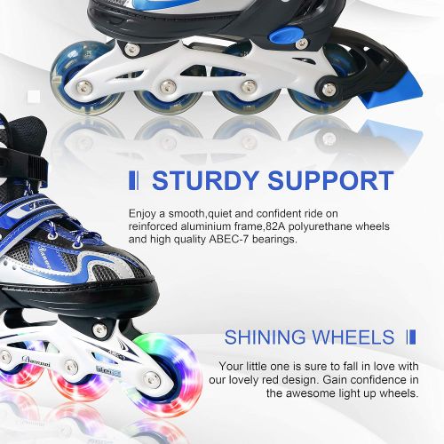  MammyGol Adjustable Inline Skates for Kids,Roller Skates with Featuring All Illuminating Wheels - Beginner Skates for Girls and Boys,Youth and Ladies.