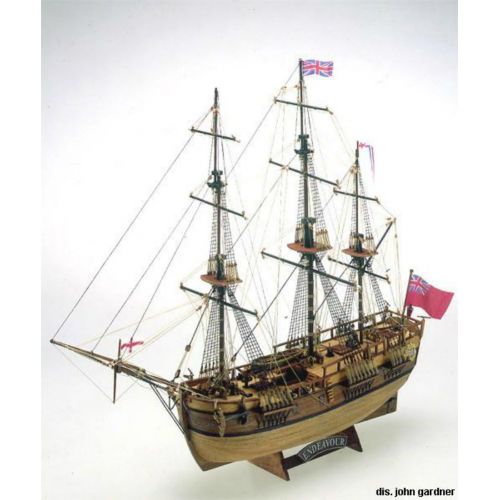  Mamoli MV47 - Endeavour - Wood Plank-On-Bulkhead Model Ship Kit - Scale 1100 - Length 430 mm (17)