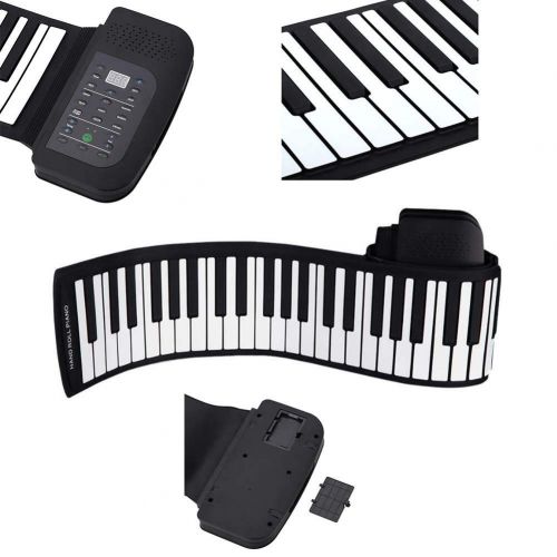  Mamrar 88-Key Hand Roll Piano Childrens Electronic Piano Portable Keyboard Silicone Soft Piano Beginners Practice Piano