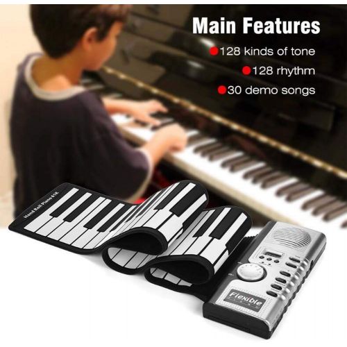  Mamrar 61-Key Hand Roll Piano Portable Folding Keyboard Piano Children Adult Silicone Keyboard Enlighten Piano