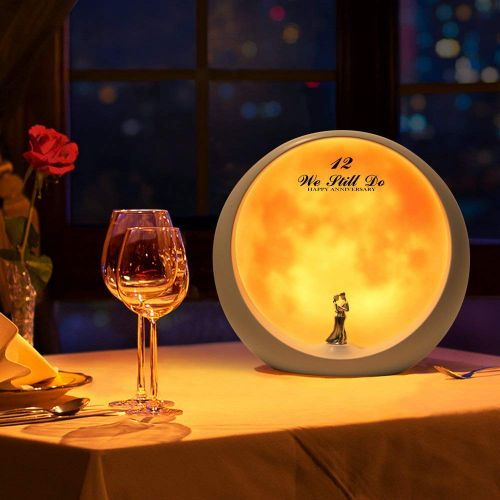  Mamre mamre Moon Mood Lamp Unique Anniversary Marriage Valentines Day Gift Ideas Art Decoration, White Holy Wedding Under Full Moon