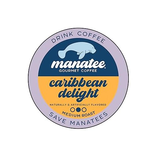  Manatee Gourmet Coffee, Single Serve Pods for Keurig 2.0 K Cup Brewers, Medium Roast, Caribbean Delight, 80 ct