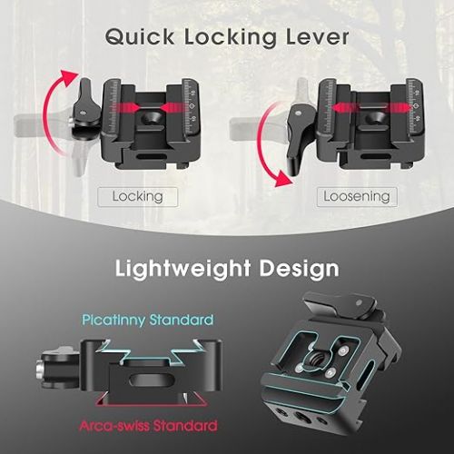  Manbily Picatinny Arca Swiss Plate, Adapter for Arca Swiss Compatible Tripod Mount Ball Head Quick Release Plate Clamp (PA-02)