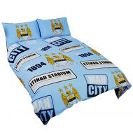 Manchester City F.C. Manchester City FC Official Patch Football/Soccer Crest Duvet Cover Bedding Set (Twin) (Sky Blue)