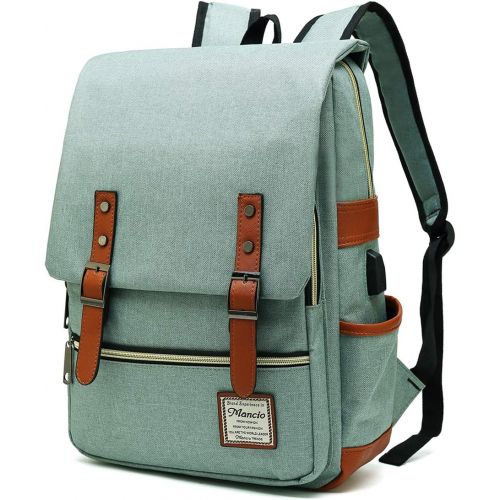  [아마존베스트]MANCIO Slim Vintage Laptop Backpack For women,Men For Travel,College,School Dayparks, Fits up to 15.6Inch Macbook