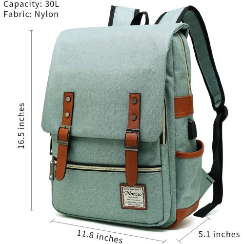  [아마존베스트]MANCIO Slim Vintage Laptop Backpack For women,Men For Travel,College,School Dayparks, Fits up to 15.6Inch Macbook