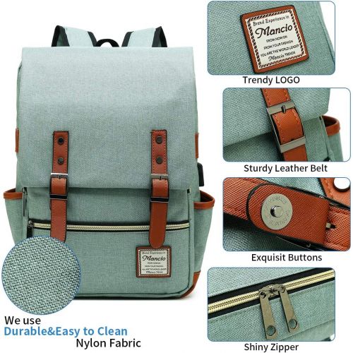  [아마존베스트]MANCIO Slim Vintage Laptop Backpack For women,Men For Travel,College,School Dayparks, Fits up to 15.6Inch Macbook