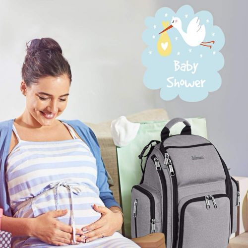  [아마존 핫딜]  [아마존핫딜]Mancro Diaper Bag Backpack, Large Multifunction Waterproof Mom Backpack with Insulated Pockets, Changing Pad, Stroller Straps, Durable Baby Diaper Backpack for Mom Dad, Carrier Backpack f