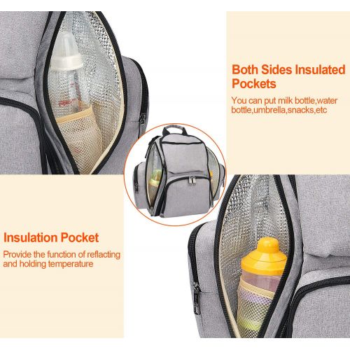  [아마존 핫딜]  [아마존핫딜]Mancro Diaper Bag Backpack, Large Multifunction Waterproof Mom Backpack with Insulated Pockets, Changing Pad, Stroller Straps, Durable Baby Diaper Backpack for Mom Dad, Carrier Backpack f
