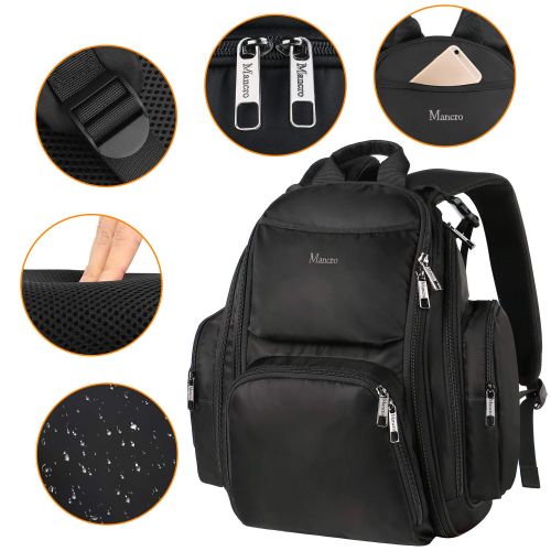  [아마존 핫딜] [아마존핫딜]Mancro Backpack Diaper Bag, Waterproof Baby Travel Bag for Dad and Men, Large Multi-Function, Many Pockets, Lightweight, Stylish Diaper Backpack, Black