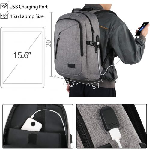  [아마존 핫딜] Laptop Backpack, Business Travel Water Resistant Backpacks for Women Men, Anti Theft College School Bookbag, Mancro Computer Bag with USB Charging Port and Lock Fits UNDER 17 Lapto