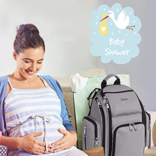  [아마존베스트]Diaper Bag Backpack, Large Multifunction Waterproof Mom Backpack with Insulated Pockets, Changing Pad, Stroller Straps, Mancro Durable Baby Diaper Backpack for Mom Dad, Travel Gear