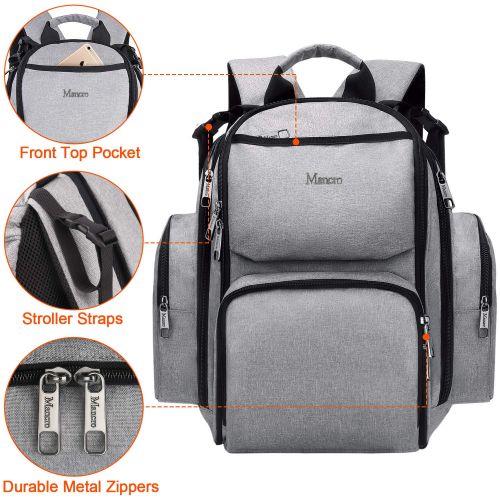  [아마존베스트]Diaper Bag Backpack, Large Multifunction Waterproof Mom Backpack with Insulated Pockets, Changing Pad, Stroller Straps, Mancro Durable Baby Diaper Backpack for Mom Dad, Travel Gear