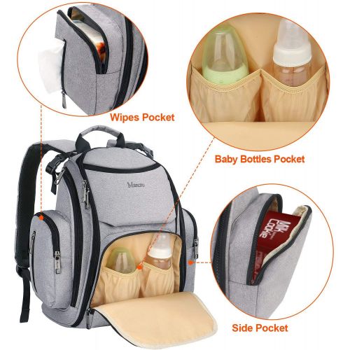  Diaper Bag Backpack, Large Travel Multifunction Waterproof Baby Nappy Changing Bag for Dad Mom with Insulated Pockets, Changing Pad, Storller Straps, Mancro Maternity Baby Bag for