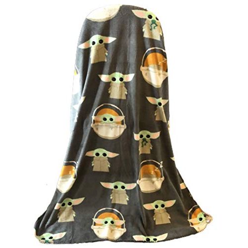  [아마존베스트]Disney Star Wars The Mandalorian The Child Baby Yoda Plush Travel Throw Blanket Grey 40x50 inch