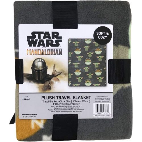  [아마존베스트]Disney Star Wars The Mandalorian The Child Baby Yoda Plush Travel Throw Blanket Grey 40x50 inch