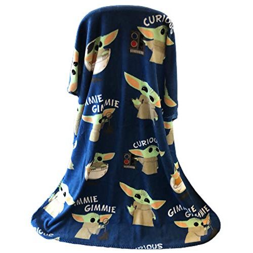  [아마존베스트]Disney Star Wars The Mandalorian The Child Baby Yoda Plush Travel Throw Blanket Blue 40x50 inch