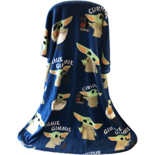  [아마존베스트]Disney Star Wars The Mandalorian The Child Baby Yoda Plush Travel Throw Blanket Blue 40x50 inch