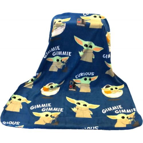  [아마존베스트]Disney Star Wars The Mandalorian The Child Baby Yoda Plush Travel Throw Blanket Blue 40x50 inch