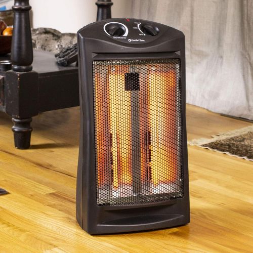  Mandycng Infrared Electric Fan-Assisted Quartz Radiant Heater, Adjustable Thermostat & 2 Steps Dial Switch, Tabletop Desktop Floor Heater, Garage Workshop Indoor Halogen Lamp Heater, Tip-Ov