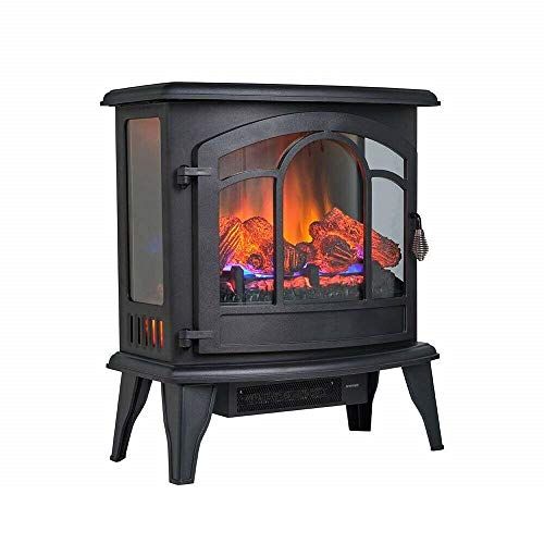  Mandycng Modern Freestanding Electric Heater, Home Kids Room Adjustable Electric Fireplace, Bedroom Livingroom Imitation Flame Effect 1500W Fireplace Stove, Great for Conference Ro