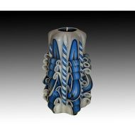 ManeloCandles Christmas gift candle, Unique handmade gift candle, Hand Carved candles, Blue candle, 5 inch 12cm