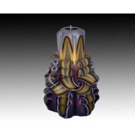 ManeloCandles Christmas gift candle, Unique handmade gift candle, Hand Carved candles, Purple candle, 5 inch 12cm