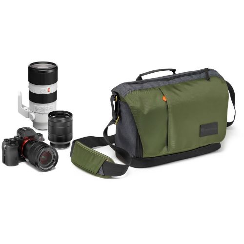  Manfrotto MB MS-M-GR Lightweight Street Camera Messenger Bag for CSC/DSLR, Green & Grey