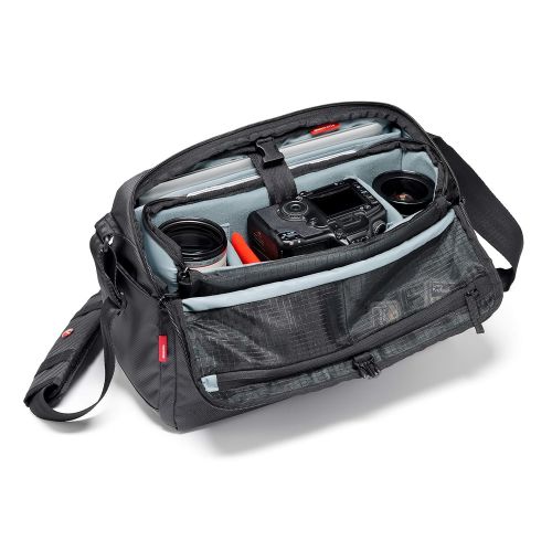  Manfrotto Manhattan Speedy 30 Messenger Bag for CSC, DSLR/Mirrorless Cameras, DJI Mavic Pro/Pro Platinum Drones, Gray