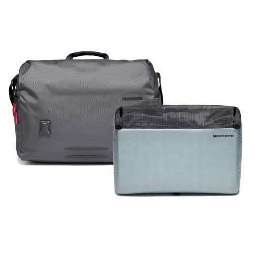  Manfrotto Manhattan Speedy 30 Messenger Bag for CSC, DSLR/Mirrorless Cameras, DJI Mavic Pro/Pro Platinum Drones, Gray