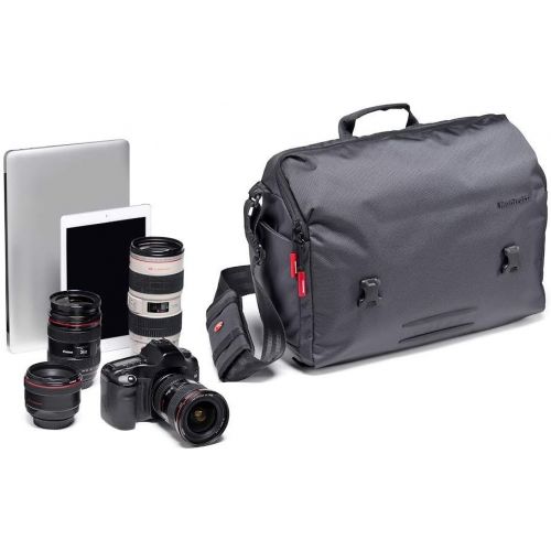  Manfrotto Manhattan Speedy 30 Messenger Bag for CSC, DSLR/Mirrorless Cameras, DJI Mavic Pro/Pro Platinum Drones, Gray