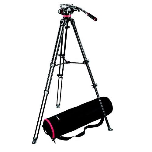  Manfrotto MVK502AM Video Telescoping Twin Leg Kit with 502 Video Head and Carry Bag