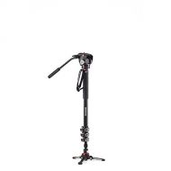 Manfrotto MVMXPROA42WUS Aluminum Video Monopod With 2-Way Video Head, Black ,4 section