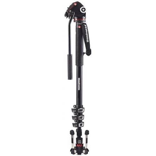  Manfrotto MVMXPROA42WUS Aluminum Video Monopod With 2-Way Video Head, Black ,4 section