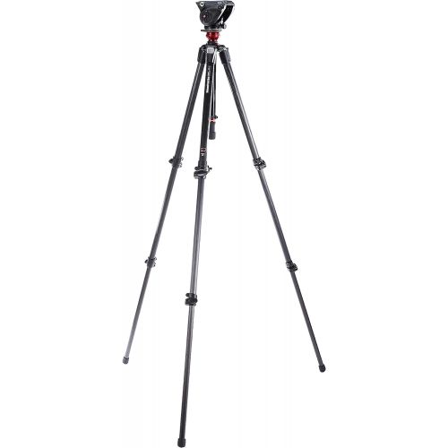  Manfrotto MVH500AH 755CX3 Lightweight Fluid Video System with Carbon Fiber Legs and Bag (Black)
