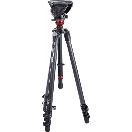  Manfrotto MVH500AH 755CX3 Lightweight Fluid Video System with Carbon Fiber Legs and Bag (Black)