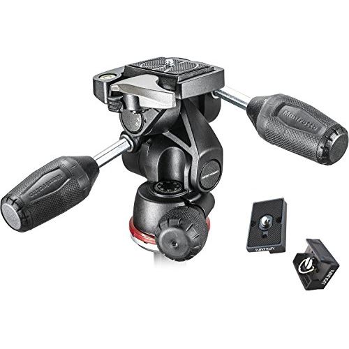  Manfrotto MH804-3W 3 Way head with Two Replacement Quick Release Plates for the RC2 Rapid Connect Adapter