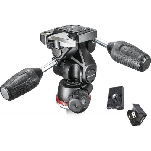  Manfrotto MH804-3W 3 Way head with Two Replacement Quick Release Plates for the RC2 Rapid Connect Adapter