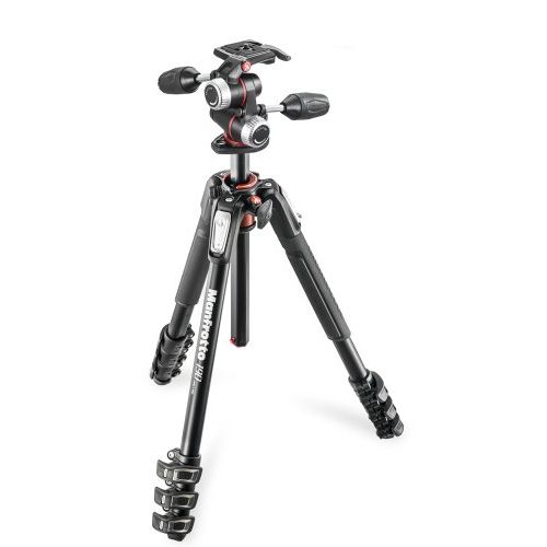  Manfrotto MK190XPRO4-3W Aluminum 4-Section Tripod Kit with 3-Way Head ,Black