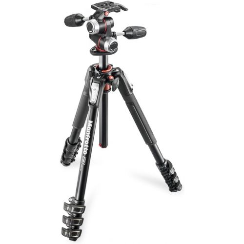  Manfrotto MK190XPRO4-3W Aluminum 4-Section Tripod Kit with 3-Way Head ,Black