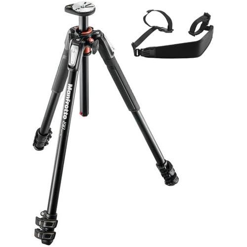  Manfrotto MT190XPRO3 3 Section Aluminum Tripod Legs with Q90 Column (Black) Includes A Bonus ZAYKiR Tripod Strap Non-Slip with Two Quick-Release Loops (Black)