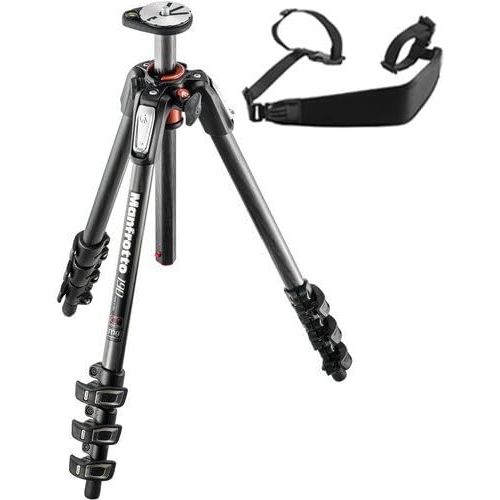  Manfrotto MT190CXPRO4 4 Section Carbon Fiber Tripod Legs with Q90 Column (Black) Includes A Bonus ZAYKiR Tripod Strap Non-Slip with Two Quick-Release Loops (Black)