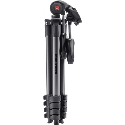  Manfrotto Compact Advanced Aluminum 5-Section Tripod Kit with 3-Way Head, Black (MKCOMPACTADV-BK)