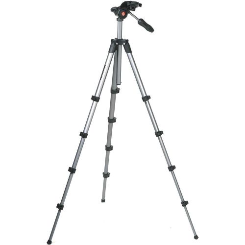  Manfrotto Compact Advanced Aluminum 5-Section Tripod Kit with 3-Way Head, Black (MKCOMPACTADV-BK)