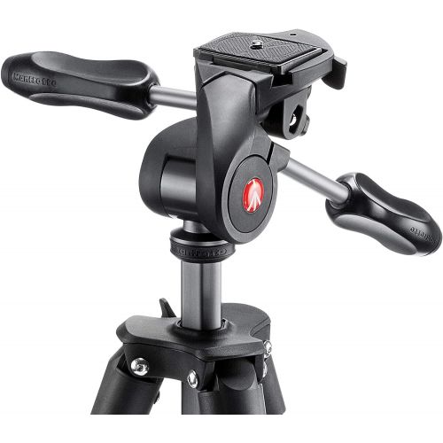  Manfrotto Compact Advanced Aluminum 5-Section Tripod Kit with 3-Way Head, Black (MKCOMPACTADV-BK)