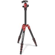 Manfrotto Element Traveller Small Aluminum 5-Section Tripod Kit with Ball Head, Element Small 56.3, Red