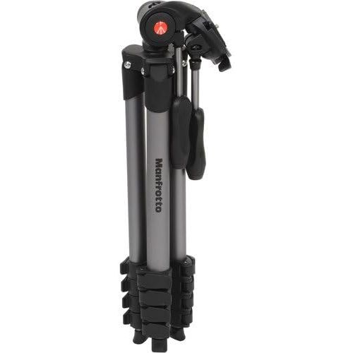 Manfrotto MKCOMPACTADV-BK Compact Advanced Tripod with 3-Way Head (Black) ? with Two ZAYKiR Quick Release Plates for The RC2 Rapid Connect Adapter