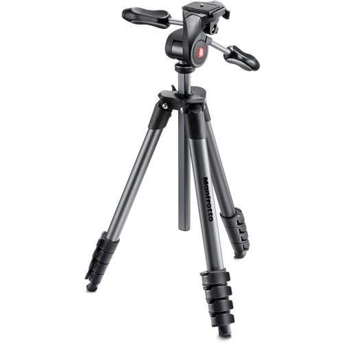  Manfrotto MKCOMPACTADV-BK Compact Advanced Tripod with 3-Way Head (Black) ? with Two ZAYKiR Quick Release Plates for The RC2 Rapid Connect Adapter