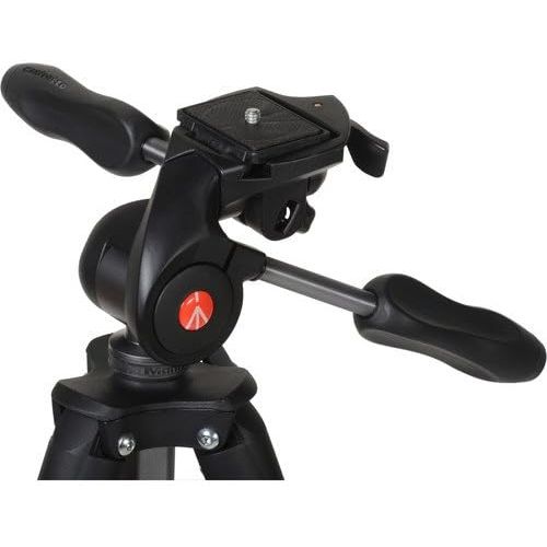  Manfrotto MKCOMPACTADV-BK Compact Advanced Tripod with 3-Way Head (Black) ? with Two ZAYKiR Quick Release Plates for The RC2 Rapid Connect Adapter